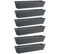 6 x Balcony Boxes, 100 cm, Flower Box with Water Reservoir, Anthracite, 25 L, Weatherproof Planter with Insert, Long Balcony Boxes for Garden and Balcony, Weatherproof, Anthracite/Grey