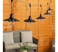 6 X Battery Op Black Pleated String Lights Scallop Outdoor Garden Led Lighting