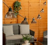 6 x Battery Operated Smoked Pleated String Lights Outdoor Garden LED Lighting