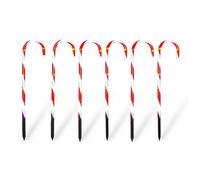6 x Battery Powered Christmas Candy Cane LED Stake Lights - Festive Xmas Lighting Decoration with Timer Function - Perfect for Pathways, Patios, Lawns, Borders, Each Measure H57 x W13 x D1cm