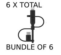 6 x Belkin BoostCharge Universal 3 In 1 Charging Cable Black - NEW BUNDLE LOT