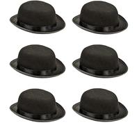 Quickdraw 6 x Black Bowler Hat Fancy Dress Adults Accessory Mens Womens Classic Vintage 1920s Velour Hat