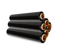 6 x Black Pallet Stretch Shrink Wrap Packaging Cling Film - 400mm x 150M