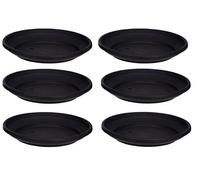6 x Black Plastic Saucer 20cm