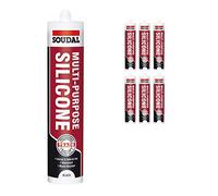 6 x Black Soudal Trade Silicone Multi Purpose Construction Sealant Acetoxy with Fungicide