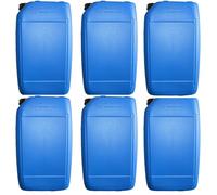 6 x Blue 25 Litre Plastic Jerry Can with Tamper Evident Cap Water Storage for Camping and Caravanning