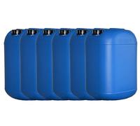 6 x Blue 25 Litre Square Round Jerry Can with Tamper Evident Cap Water Storage for Camping and Caravanning