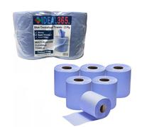 6 x Blue Embossed Paper Rolls Centrefeed 2 Ply Dispenser Hand Towel Tissues 60m