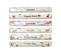 6 x Boxes of Stamford Incense Sticks- Jasmine, Dragons Blood, Lavender, Vanilla, White Musk and White Sage With Free Shakti Incense Stick