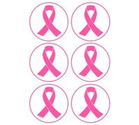 6 x Breast Cancer Ribbon Edible Wafer or Icing Cupcake Topper Fun Charity Party Cake Decorations Perfect For Brownies Cookies Muffins & More! (Edible Wafer Card)