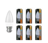 6 X Candle Led 4.4W Light Bulb Bc Warm White Long Life Quality Lamp 2700K for Any Space | Energy Saving Lamps Bulb for Daily Use | Suitable for Ceiling Lights and Decorative Home Lighting