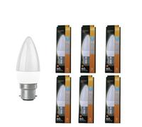 6 X Candle Led Light Bulb Warm White 7.5W Bc B22 Long Life Equivalent 60W 2700K for Any Space | Energy Saving Lamps Bulb for Daily Use | Suitable for Ceiling Lights and Decorative Home Lighting