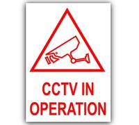 6 x CCTV in Operation Stickers-Red on White-120x87mmClosed Circuit Television Security-Self Adhesive Vinyl Sign