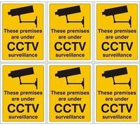 6 x CCTV Signs Self Adhesive 100mm x 75mm Suitable for Outdoor Use