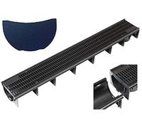 6 x CD410 Shallow Flow Channel Drainage Plastic PVC Heavy Duty Including 2 x Endcaps for Water Rain Storm Shower Garden Driveway 1m 6m