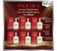 6 x Charlie Red Eau Fraiche Spray for Women 100ml - (Pack of 6)
