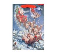 6 X Christmas 3D Glittered Assorted Luxury Gift Bags With Ribbon Tie Handle & Gift Tag- Multi Pack| XMAS, Santa, Snowman, Reindeer Cute Traditional Festive Celebrations (Small, Sleigh)