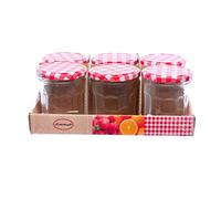 6 x Clear Glass Preserving Jam Jars - Red & White Gingham Lids - for Homemade Jam/Marmalade/Pickle/Chutney etc - 8 cm