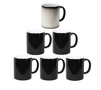 6 x Colour Changing Mugs for Sublimation Blank 15oz Matt Gloss Heat Press Transfer,Personalised Black Heat Changing Mug,Mug Magic Heat Sensitive Coffee Cup (15oz Matt)