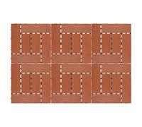 6 X Composite Interlocking Patio & Deck Tiles - All Weather Wood-Effect Garden Paving - Each Measure 29.5 X 29.5 X 2Cm, Terracotta