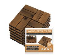 6 X Composite Interlocking Patio & Deck Tiles Black, 30 X 30 X 2 Cm