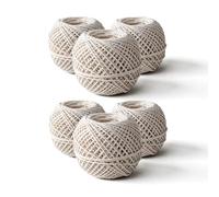 Cotton String Ball White 60M Per Roll - Kitchen Cooking String for Meat and Making Sausage - Cotton String for Handmade Wall Hanging Art & Crafts - Household - DIY - Office - Garden (Pack of 6)