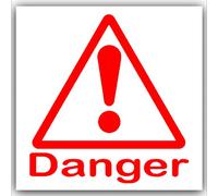 6 x Danger Symbol with Text-Red on White,External Self Adhesive Warning Stickers-Health and Safety Sign