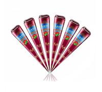 6 x Dark Brown Mehndi All Natural Body Art Organic Temporary Tattoo