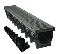 6 x Drain Channel Deep Drainage Plastic PVC Heavy Duty for Water Rain Storm Shower Wetroom Garden Driveway 1m