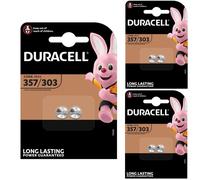 6 x Duracell 357 Silver Oxide 1.5V Watch Batteries - SR44W SR44 303 V357 SR1154W