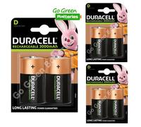 6 x Duracell D Size 3000 mAh Rechargeable Batteries NiMH LR20 HR20 DC1300 ACCU
