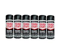 6 x Enamel Black Gloss Tough Stuff Spray Paint for Metal Wood Plastic 400ml