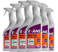 6 x Evans Clean Fast Foam Multi Surface Heavy Duty Perfumed Washroom Cleaner 750ml