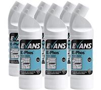 6 x Evans E-Phos Toilet Cleaner Bathroom Perfumed Multi Surface Thickened Acidic bactericidal washroom Cleaner and Sanitiser 1ltr Bottles