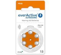 6 x EverActive Ultra X Batteries For Panasonic Type 13/ORANGE Hörgerat PR38 for Hörgerate (1 BLISTER CARD)
