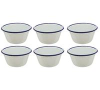 Genware 59512 Enamel Round Deep Pie Dish, 12 cm, Black/White