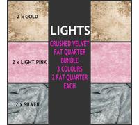 6 x Fat Quarter Fabric Bundle Lights Shade Crushed Velvet Fabric * Free U.K Post* Light Pink, Gold, Silver Material Patchwork, Quilting, Sewing, Fabric Crafts, Dolls Making