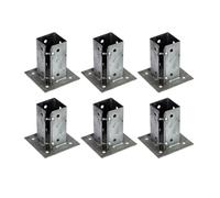 6 x Fence Post Holder 75mm posts Support Bolt Down Shoe Anchor Clamp Grip Galvanised for 75mm x 75mm posts (3") Eliza Tinsley Swiftpost, Pack of 6