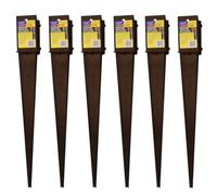 6 x Fence Post Holder 75mm posts Support Drive Down Spike Clamp Grip Brown for 75mm x 75mm posts, 600mm spike (3" x 24") Eliza Tinsley Swiftpost, Pack of 6