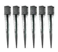 6 x Fence Post Holder 75mm posts Support Drive Down Spike Clamp Grip Galvanised for 75mm x 75mm posts, 750mm spike (3" x 30") Eliza Tinsley Swiftpost, Pack of 6