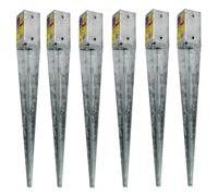 6 x Fence Post Holder 75mm posts Support Drive Down Spike Wedge Grip Galvanised for 75mm x 75mm posts, 600mm spike (3" x 24") Eliza Tinsley Swiftpost, Pack of 6