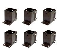 6 x Fence Post Holder 75mm posts Support Flush Fit Shoe Anchor Clamp Grip Brown for 75mm x 75mm posts (3") Eliza Tinsley Swiftpost, Pack of 6