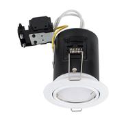 MiniSun Pack of 6 Fire Rated Gloss White Tiltable GU10 Recessed Ceiling Downlights - Complete with 5w LED Bulbs [3000K Warm White]