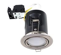 MiniSun | Fire Rated Brushed Chrome Tiltable GU10 Recessed Ceiling Downlights | Ceiling Spots, Home Décor & Improvement Essential | Pack of 6 | Includes 5W LED Bulbs [6500K Cool White] | Mains Wired