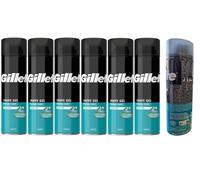 6 x Gillette Classic Sensitive Skin Shaving Gel Scented 200ml "Made in UK"