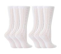 6 x Girls Drew Brady Pelerine 3/4 Socks White 3/5