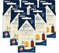 6 X Glade Aromatherapy Cool Mist Diffuser Refill Pure Happiness Orange + Neroli 17.4ml