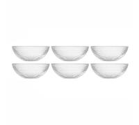 6 x Glass Dessert Bowls 12cm Clear Serving Bowls Textured Glass Ice Cream Snack Bowls Small Fruit Salad Pudding Yogurt Dessert Dishes Kitchen Tableware Breakfast Bowls Party Serving Dish Set