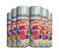 6 x Glitter Silver Spray Paint 200ml / 1x Pair of Disposable Gloves Dazzling Effect to Your Hobby Craft & Art Work by Swiss Signature