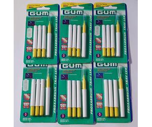 6 x Gum Proxabrush Trav-Ler Extra fine 1514 4 Pack yellow CR031 CC 22
